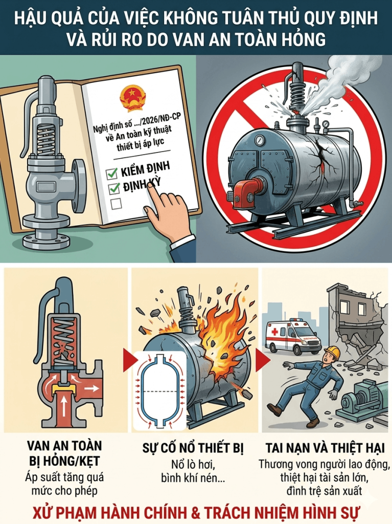 Hậu quả của việc không tuân thủ quy định van an toàn